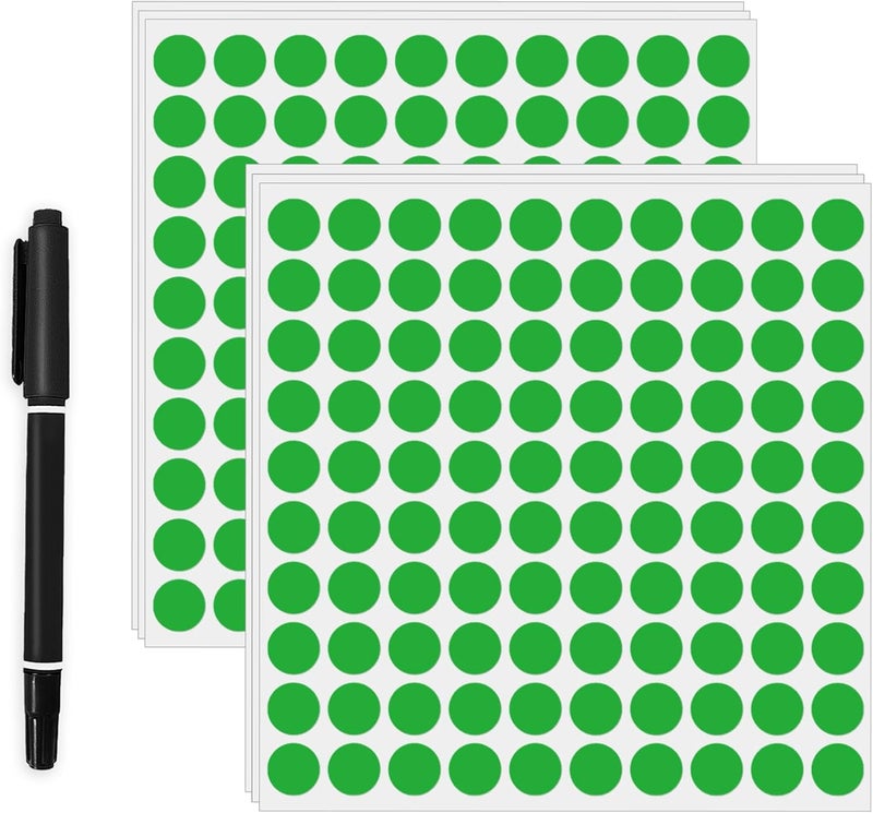 Aurtho 2000 Pcs 3/4" Garage Sale Price Stickers Sheets, Green Yard Sale Price Stickers, Round Color Coding Labels, Circle Dot Sticker for Home Decorative, Office, Classroom, Papers Etc - Image 1